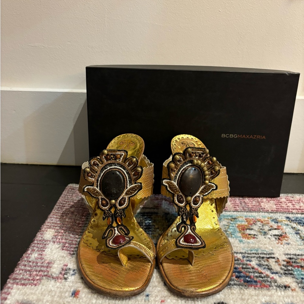 BCBG MaxAzria Gold heels
